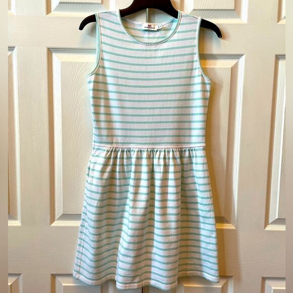 Vineyard Vines Dresses & Skirts - VINEYARD VINES 100% COTTON WHITE WITH TEAL STRIPE SLEEVELESS SUNDRESS SIZE SMALL